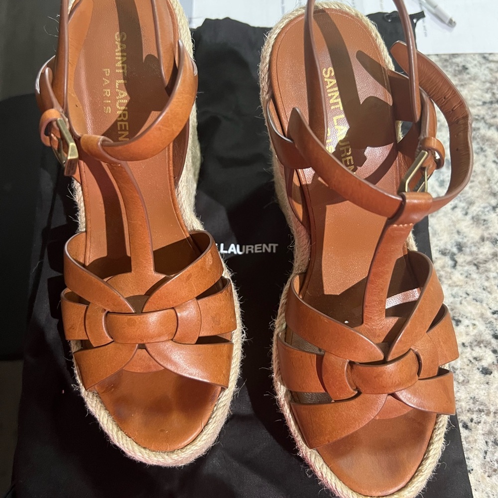 ***SOLD*** Saint Laurent Brown Leather Espadrilles
